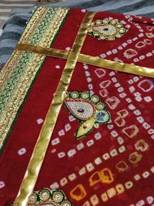 Designer Red Bandhani dupatta