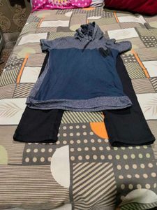 Hooded T-shirt & 3)4 short Pants Set
