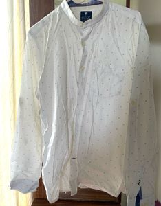Men's White Dotted Long Sleeve Shirt