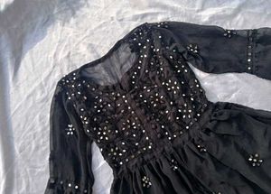 Black Kurta with Mirror Work
