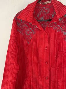 Embroidery Red Shirts For Women