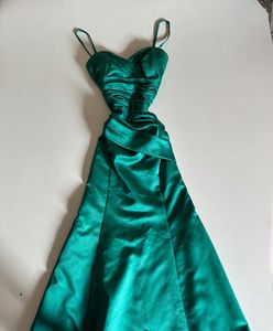 Emerald Green Satin Dress