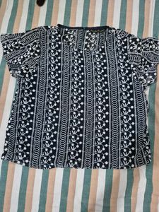 Stylish Black & White Embroidered Kurta Top