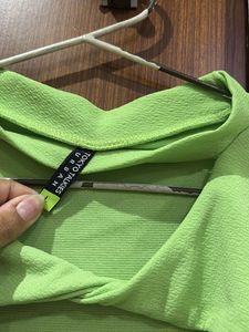 Lime Green Cutout Neck Top
