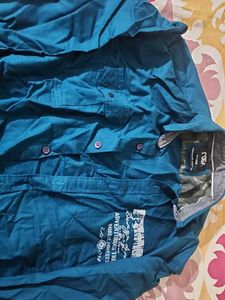 Men's Blue Casual Button-Up Shirt