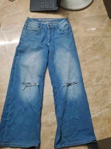 Women's Ripped Wide Leg Jeans