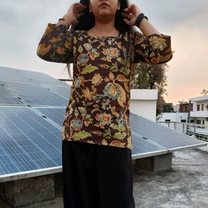 Floral Print Cotton Kurta