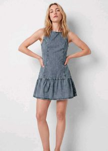 Women Drop Waist Denim Dress