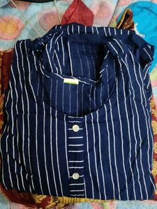 Striped Navy Blue Kurta