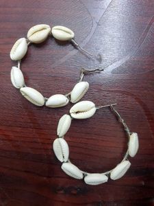 Boho Cowrie Shell Hoop Earrings