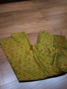 Lime Green Colour Salwar With Golden Design