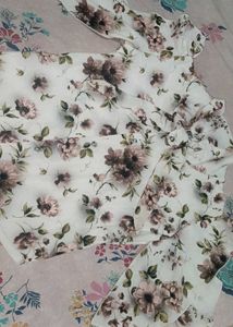 Elegant Floral Print Bow Neck Blouse