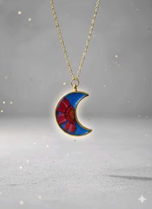 Floral Crescent Moon Necklace