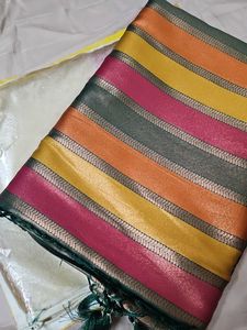 Vibrant Striped Silk Saree