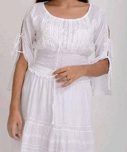 White Chikankari Embroidered Blouse / Coquette Top
