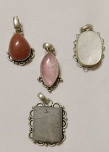 german silver pendent with real stones