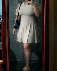 Beige nude Ribbed Bodycon Dress