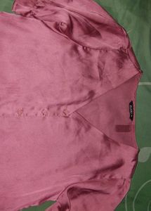 Studio K Pink Satin Button-Down Top
