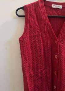 pink V-Neck Button-Up Knit Vest top