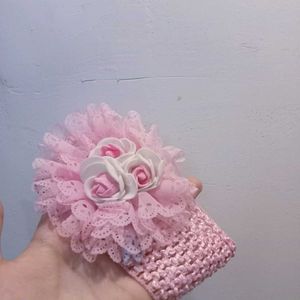 Adorable Pink Baby Headband with Flowers