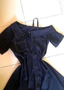 Black Mini Dress with White Stitching
