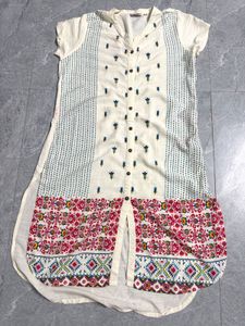 -**Sale**Cream Printed Kurta