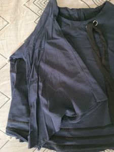 Navy Blue Bell Sleeve Top