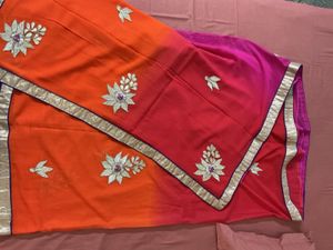 PURE CHIFFON Designer Ombre Saree with Embroidery