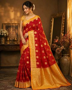 Elegant Red & Gold Banarasi Saree