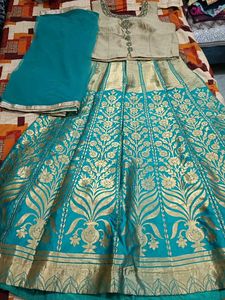 Elegant Teal &amp; Gold Lehenga Choli Set