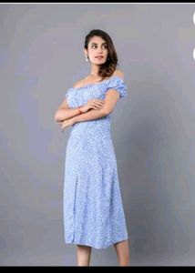 Blue Floral Midi Dress