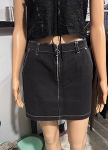 Black Mini Skirt with Zipper Detail