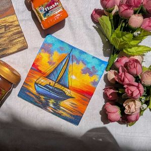 Mini Boat Seascape Painting