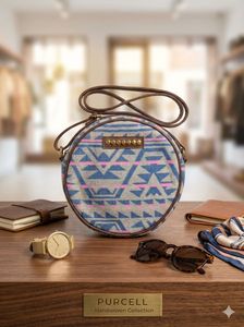 Geometric Print Round Crossbody Bag+ free surprise