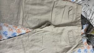 Beige Linen Drawstring Pants