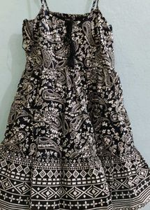 Boho Black & White Print Dress