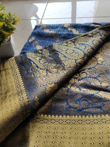 Elegant Blue &amp; Gold Saree