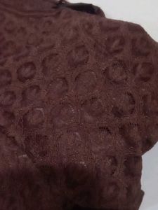 Brown Flare Sleeve Lace Top