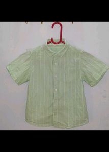 Light Green Striped Short Sleeve Shirt
