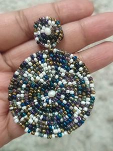 Beaded Circular Earrings and Two heart earring