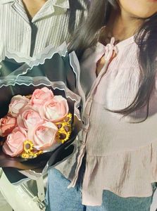 Pink Crinkle Peplum Top