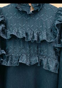 ZARA Black Ruffle Top