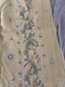 Yellow Chikan kari Saree
