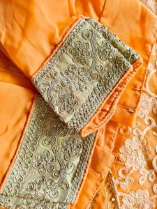 embroidered zardosi heavy saree with blouse