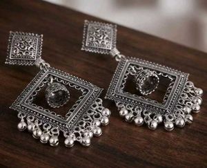 Oxidized Silver Jhumka Earrings