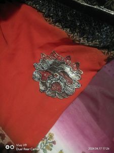 Elegant coffee &amp; orenge colour Sari