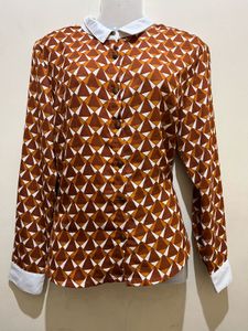 Geometric Print Button-Up