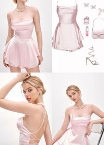 Satin Tiered Mini Dress
