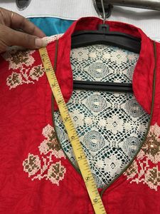 Red Floral Print Kurta