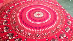 Jaipuri Red Designed King Size Bed Sheet